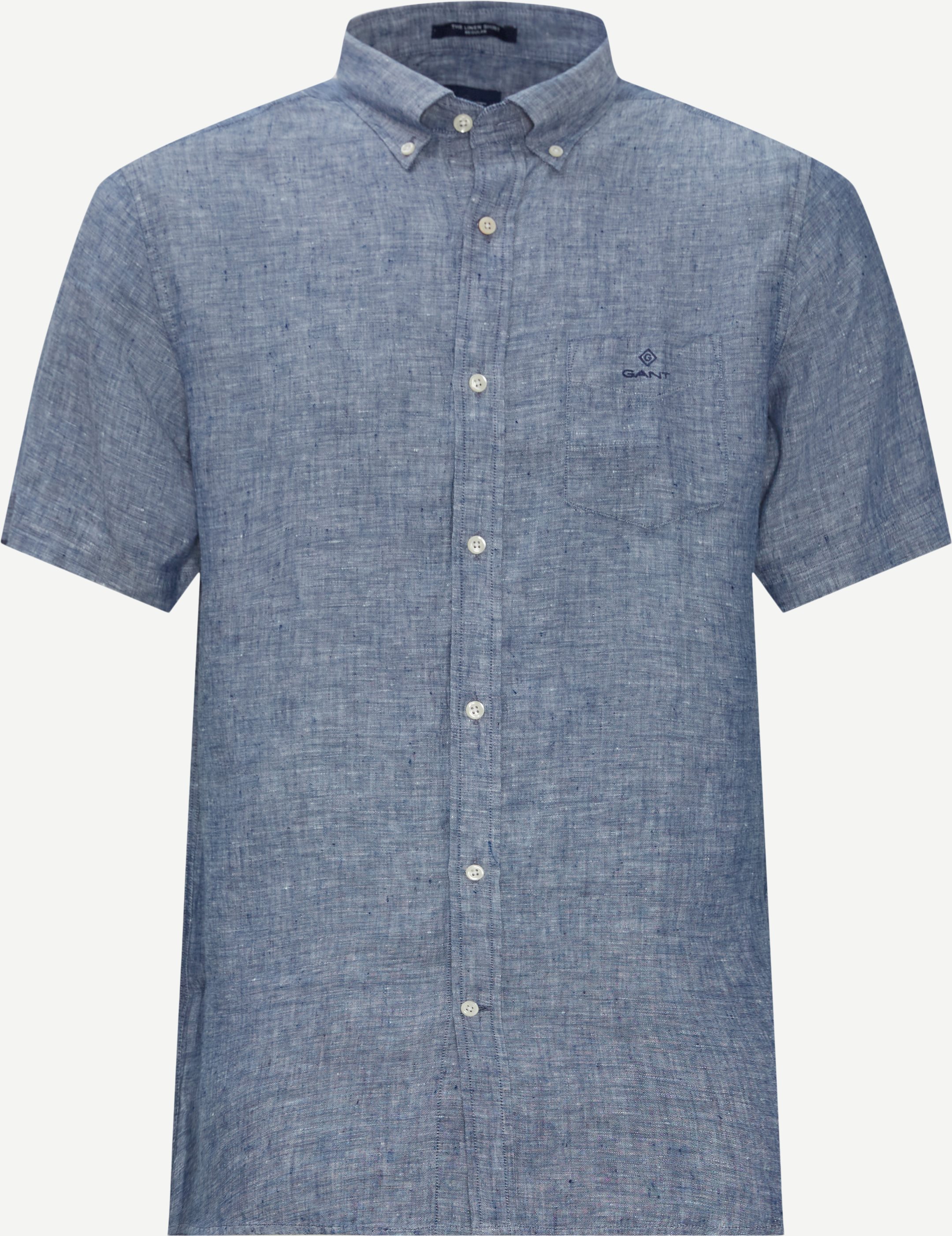 Linen Kortærmet Skjorte - Kortærmede skjorter - Regular fit - Blå